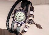 2 Boho vintage hodinky s přívěskem listů ve výběru barvy