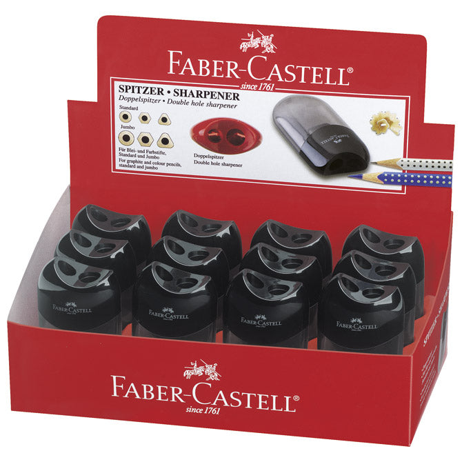 ŠILČEK PVC S PVC ŠKATLO 2LUKNJI FABER CASTELL 183500 ČRNO