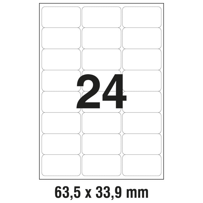 Etikete LK 63,5x33,9 mm polyester pk20L Zweckform L4773-20 bijele