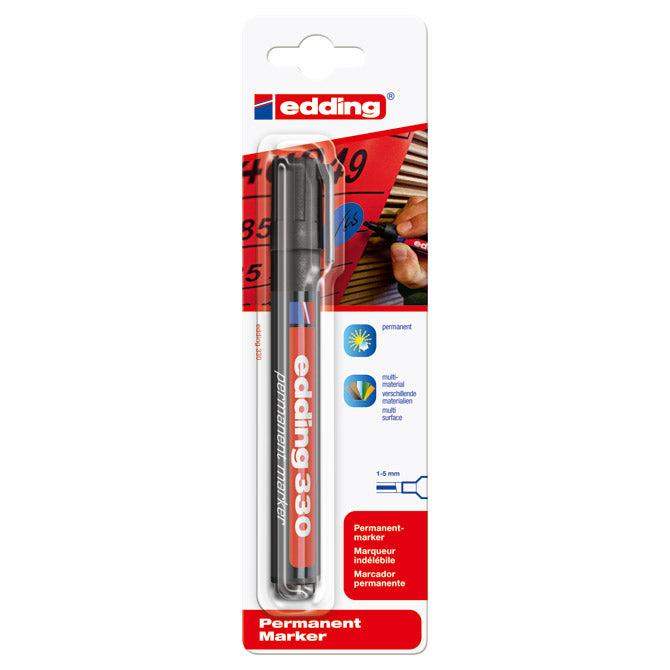 Marker permanentni 1-5mm klinasti vrh edding 330/1 crni blister