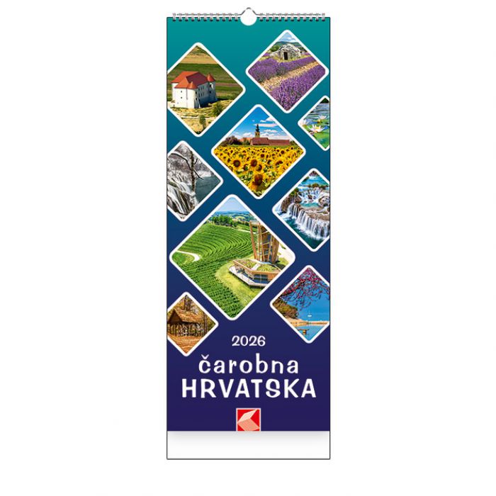 KALENDAR "ČAROBNA HRVATSKA" USKI OKOMITI, 13 LISTOVA, SPIRALA