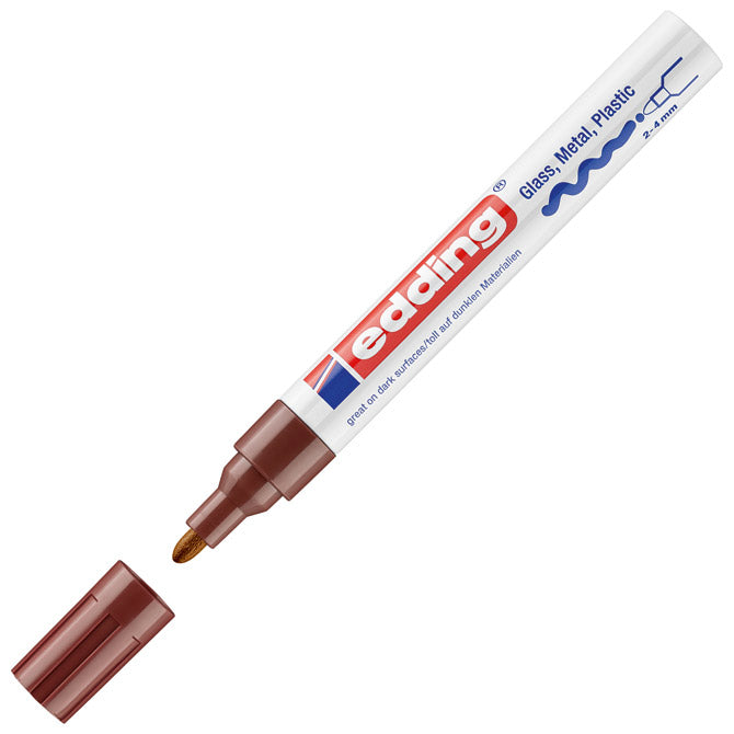 Marker permanentni lakirni 2-4mm edding 750 rjavi