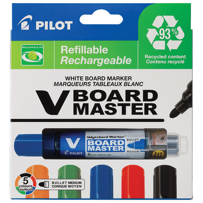 MARKER ZA BIJELU PLOČU 2,3MM V BOARD MASTER BEGREEN PILOT WBMA-VBM-M-S5-BG 5BOJA BLISTER