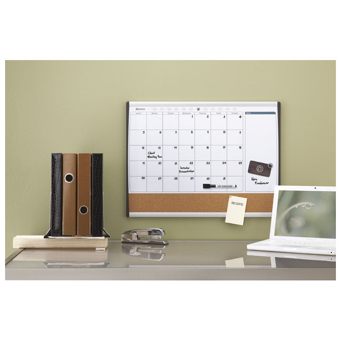 PLOČA PLANER MJESEČNI MAGNETNI/PLUTO 58,5X43CM CRNI/SREBRNI OKVIR NOBO 1903813 BIJELA/SMEĐA