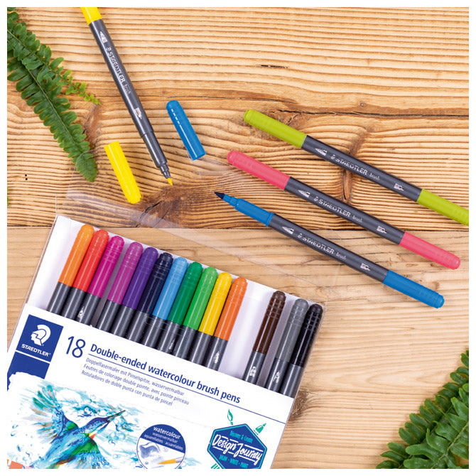 Flomaster 18boja obostrani akvarel design journey staedtler 3001 tb18 blister