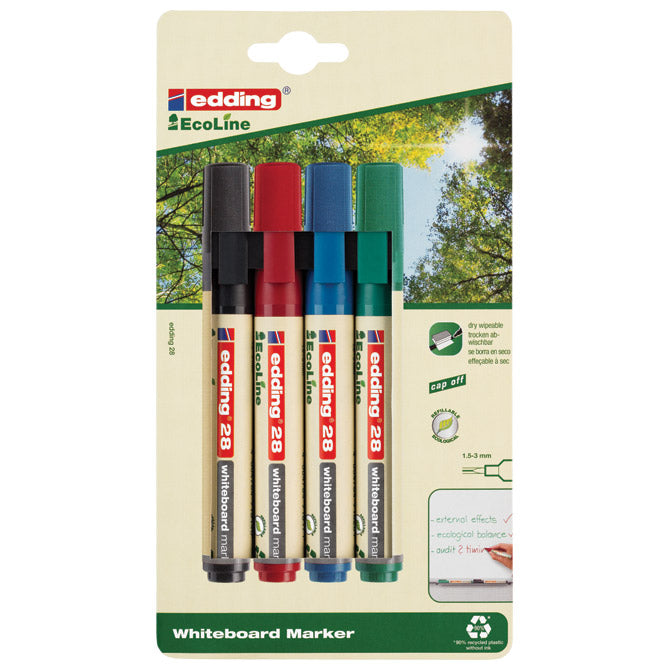 Marker za bijelu ploču 1,5-3mm ecoline edding 28 4boje blister