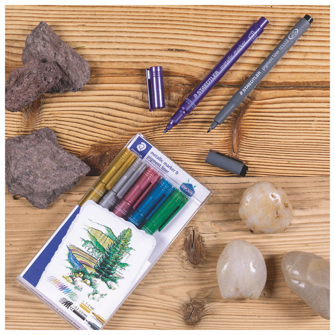 Marker nepermanentni 1-2mm pk6 metallic i pigment liner design journey staedtler 8323-swp6-p b
