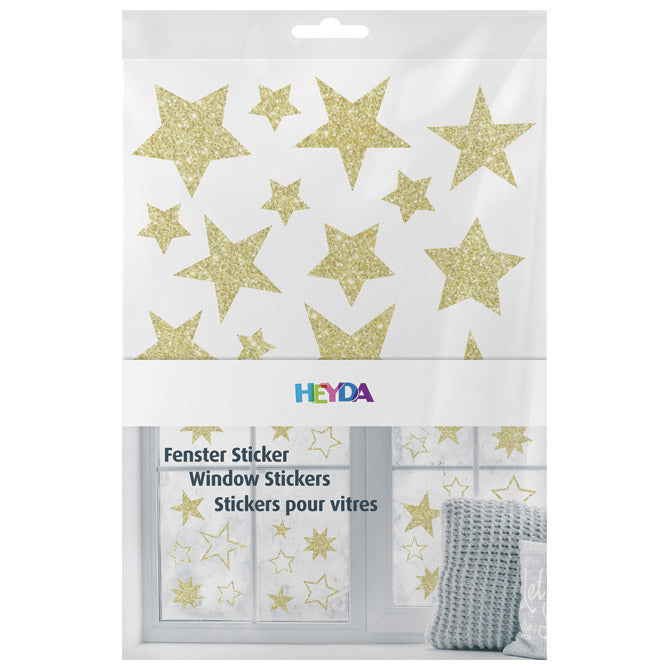 OKRASNE NALEPKE ZA STEKLO A4 ZVEZDE PK3 HEYDA 20-35844 69 GLITTER ZLATE BLISTER