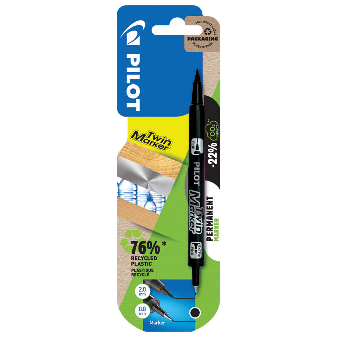 Marker permanentni obostrani twin marker begreen pilot sca-tm-bg crni blister