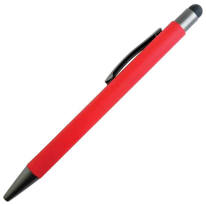 Kemični svinčnik kovinski gumiran+touch pen YFA 2665C Bergen rdeče/antracit