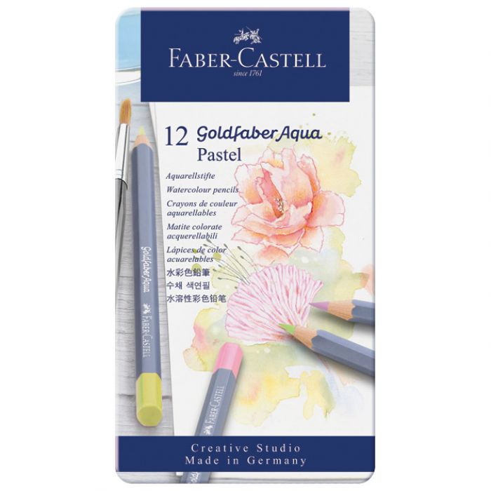 BOJE DRVENE-VODENE  12BOJA METALNA KUTIJA GOLDFABER AQUA FABER-CASTELL 114622 PASTELNE