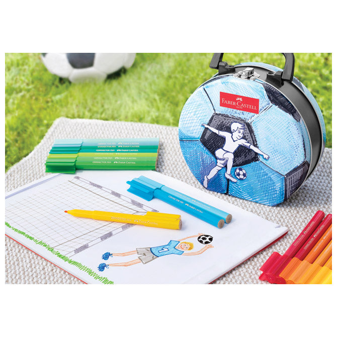 FLOMASTER ŠOLSKI 33BARVE V KOVINSKI ŠKATLI CONNECTOR SOCCER FABER CASTELL 155538