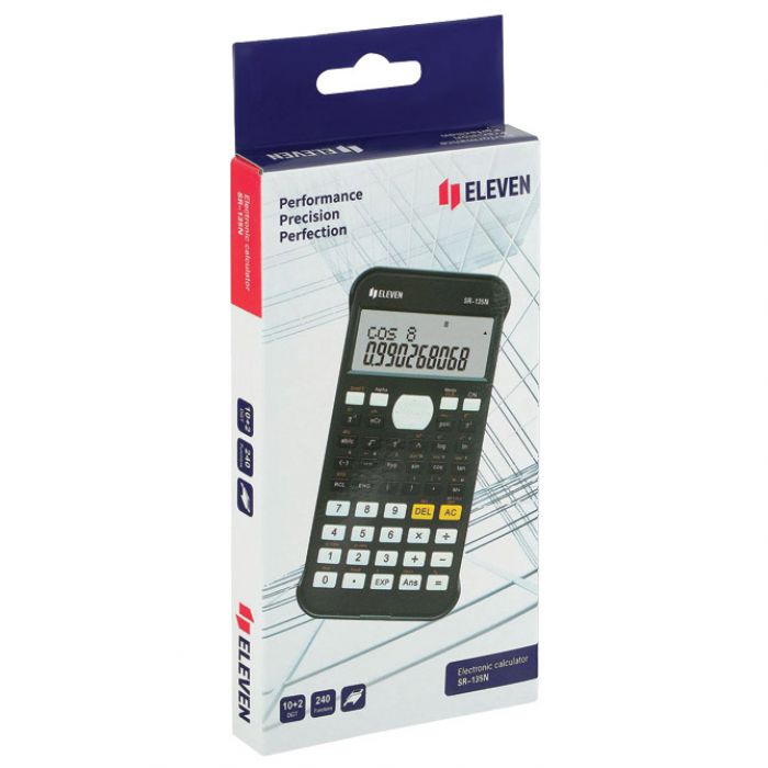 KALKULATOR TEHNIČKI 10 PLUS 2MJESTA 240 FUNKCIJA ELEVEN SR-135N CRNI