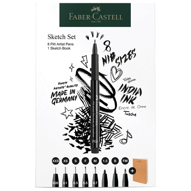 SET PITT ARTIST PEN PLUS SKETCHBOOK PK9 FABER CASTELL 267102