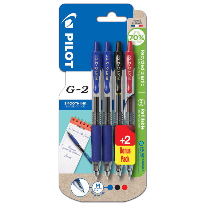 ROLER GEL GRIP 0,7 MM G2 PK2 PLUS 2GRATIS PILOT BL-G2-7 SORTIRANO BLISTER