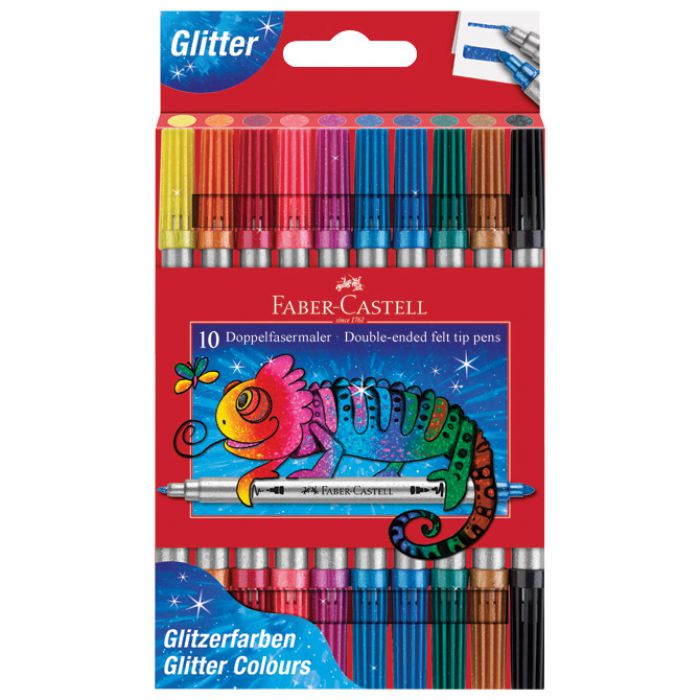 FLOMASTER ŠKOLSKI  10BOJA OBOSTRANI GLITTER FABER CASTELL 151107 BLISTER