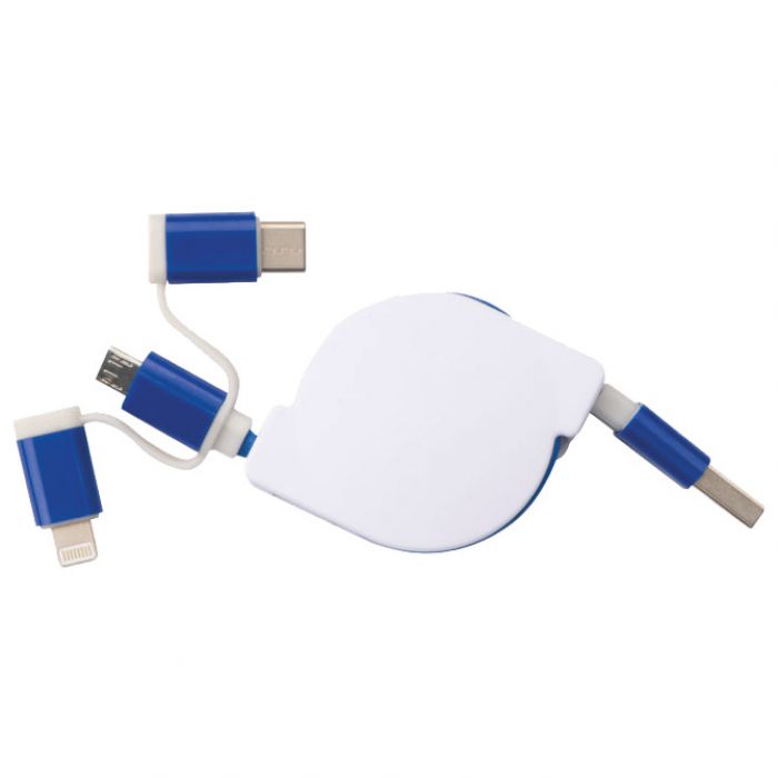 KABEL ZA PUNJENJE UVLAČNI USB SA 3 KONEKTORA MACMA 2165204 PLAVI