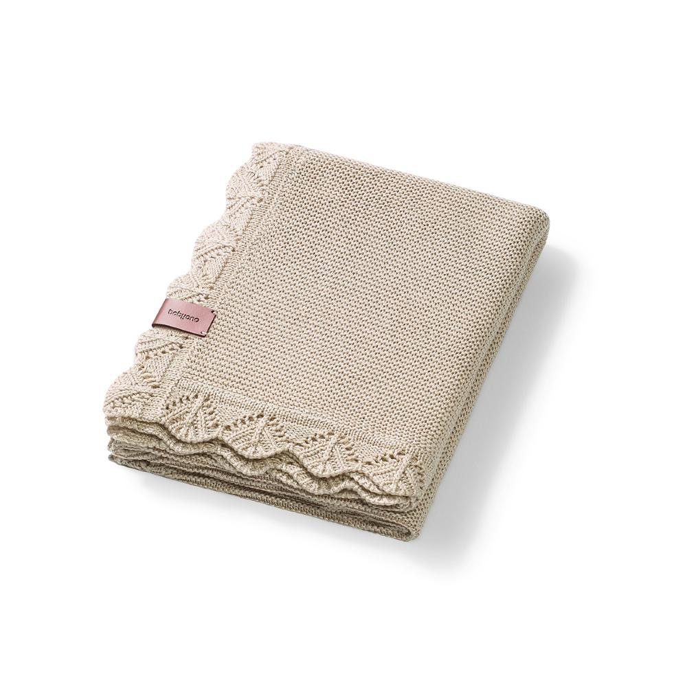 BabyOno Pletena bambus dekica s volanom 75x100 cm, svijetlo bež