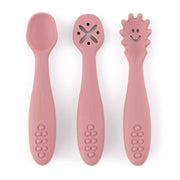PETITE&MARS Silikonske žlice za trening od 3 kom 6 m+ Take&Match, Dusty Rose