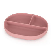 PETITE&MARS Silikonski ovalni tanjur s odjeljcima i vakuumom 6 m+ Take&Match, Dusty Rose