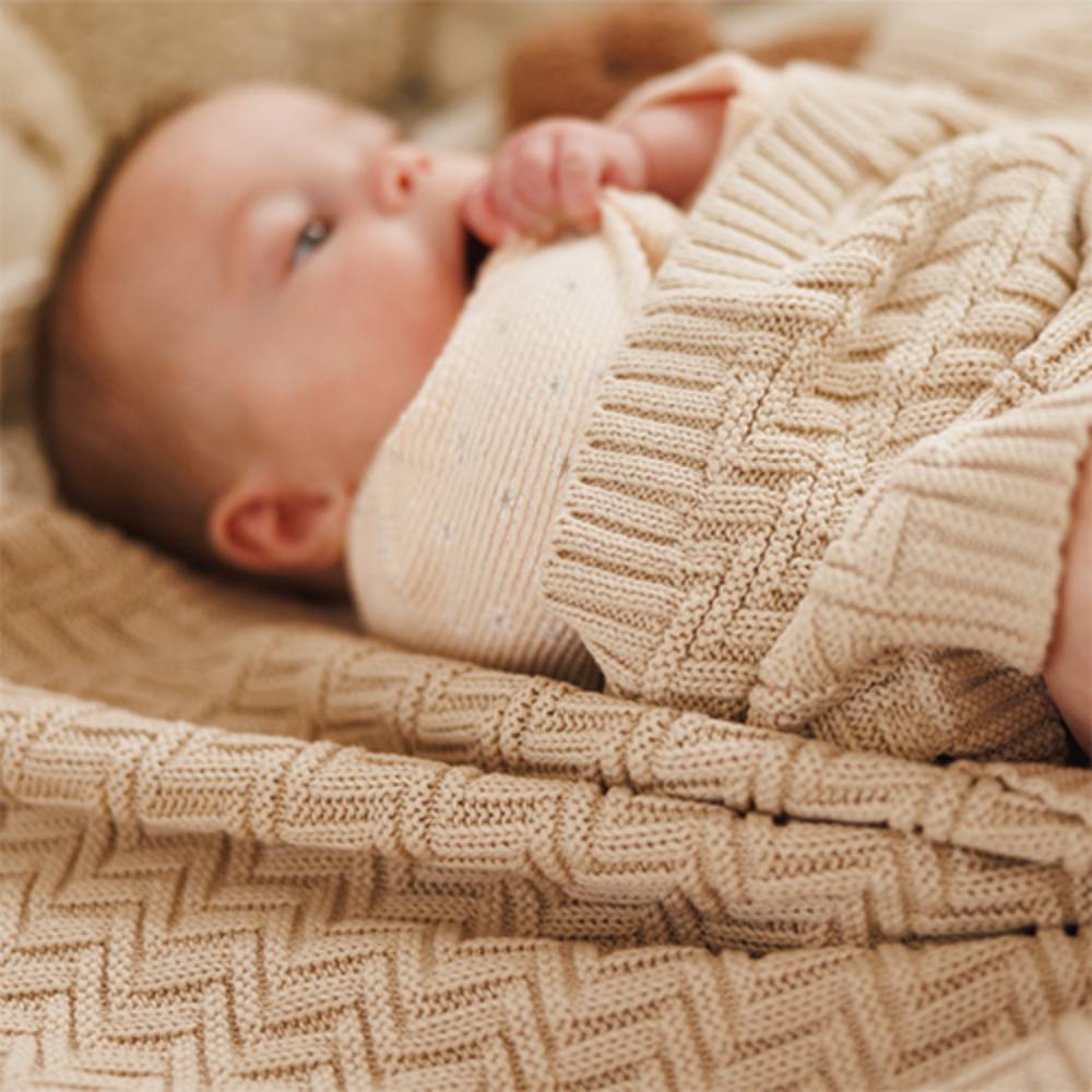 BabyOno Pletena pamučna dekica 75x100 cm, bež