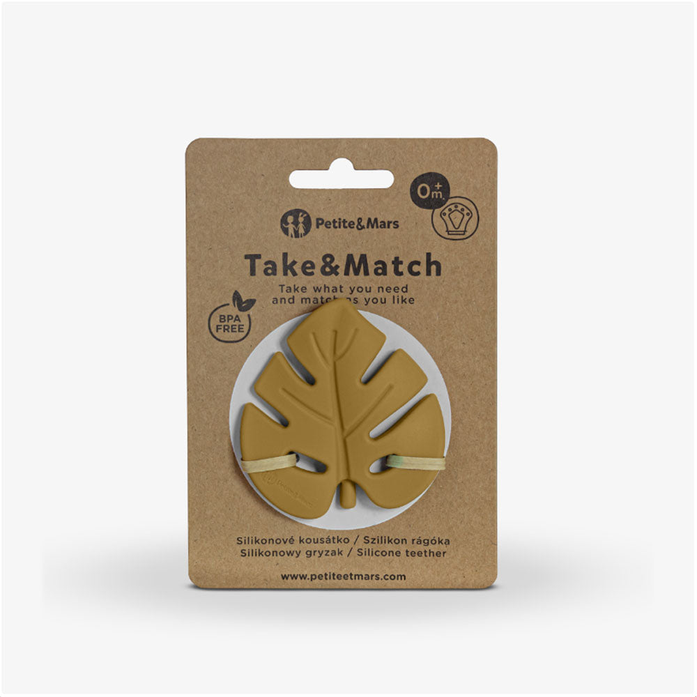 PETITE&MARS Silikonska grickalica za zube 0 m+ Take&Match, Intense Ochre