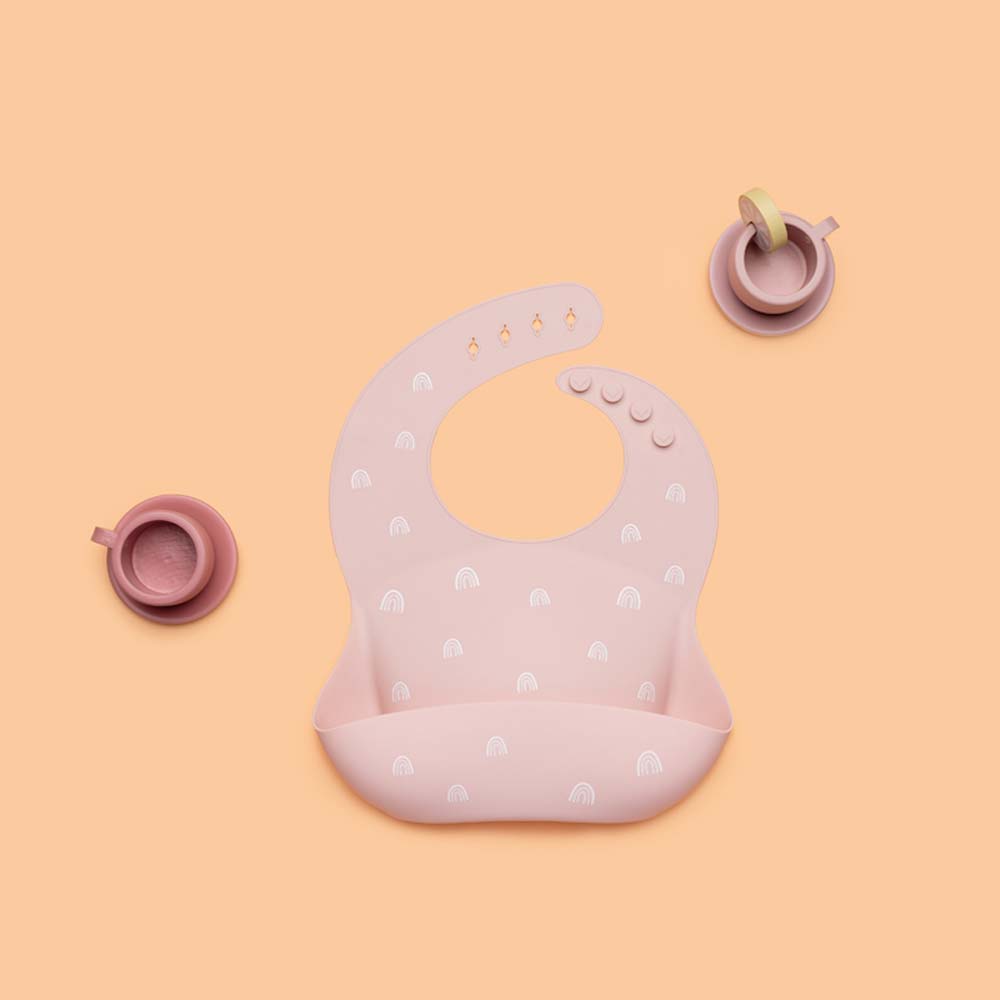 PETITE&MARS Silikonski podbradak 6 m+, Pink Rainbow