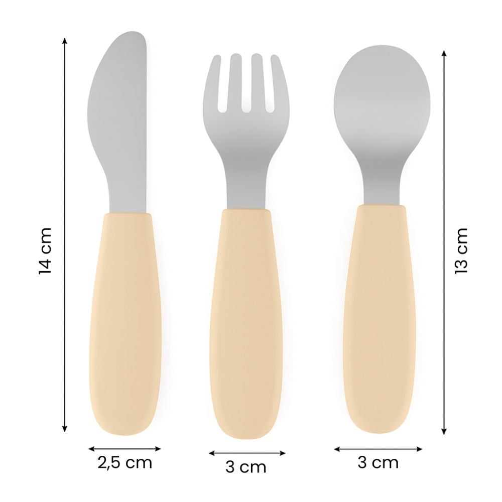 PETITE&MARS Set pribora za jelo od nehrđajućeg čelika sa silikonskom ručkom 12 m+ Take&Match, Velvet Latte