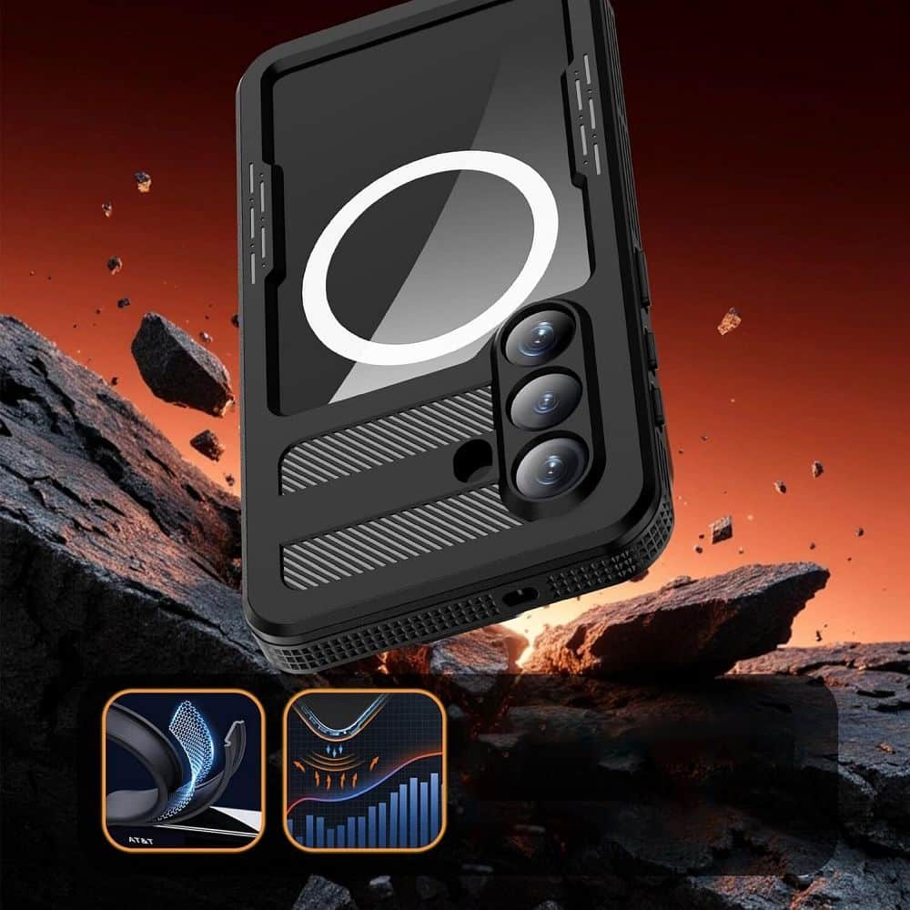 Shellbox Mars maska ​​za Samsung S26 vodootporna s metalnim prstenom - crna