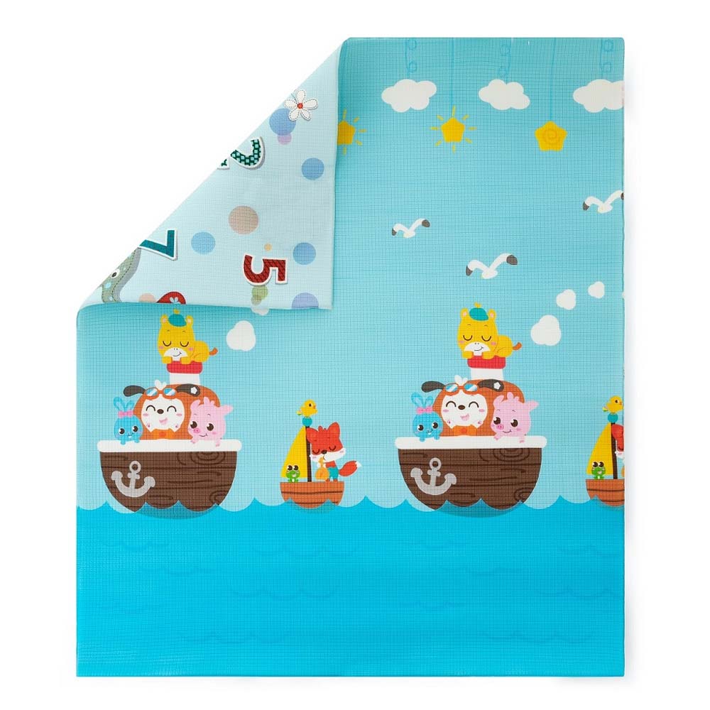 PETITE&MARS Dvostrana podloga za igru Joy Max, Giraffe&Sea 180x150 cm