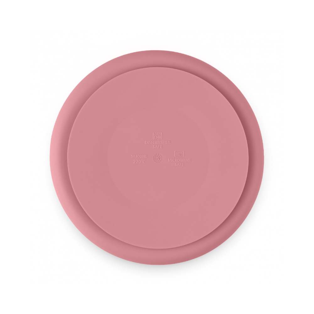 PETITE&MARS Silikonski okrugli tanjur s odjeljcima i vakuumom 6 m+ Take&Match, Dusty Rose