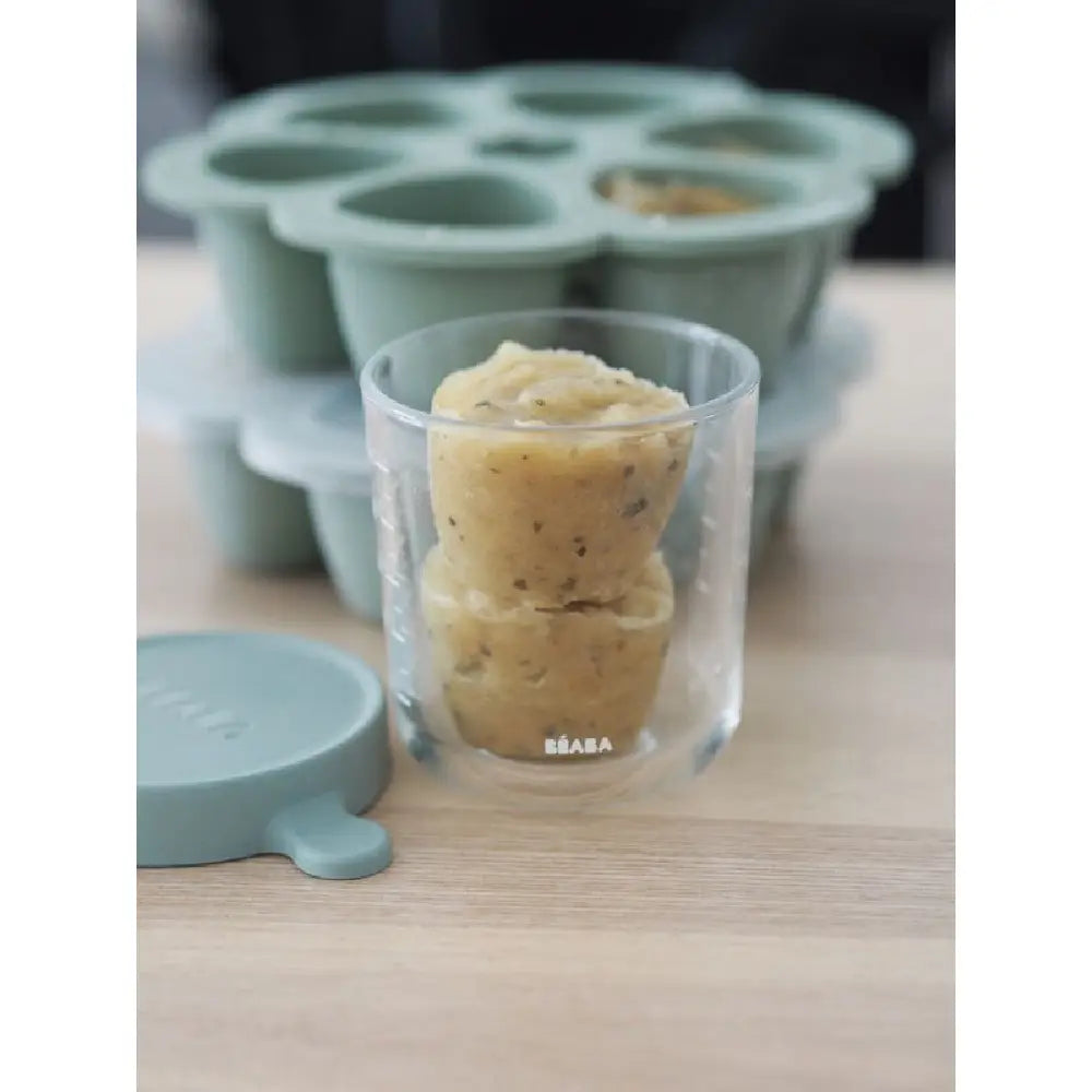 Beaba set od 6 silikonskih posuda za zamrzavanje od 90 ml, Sage green