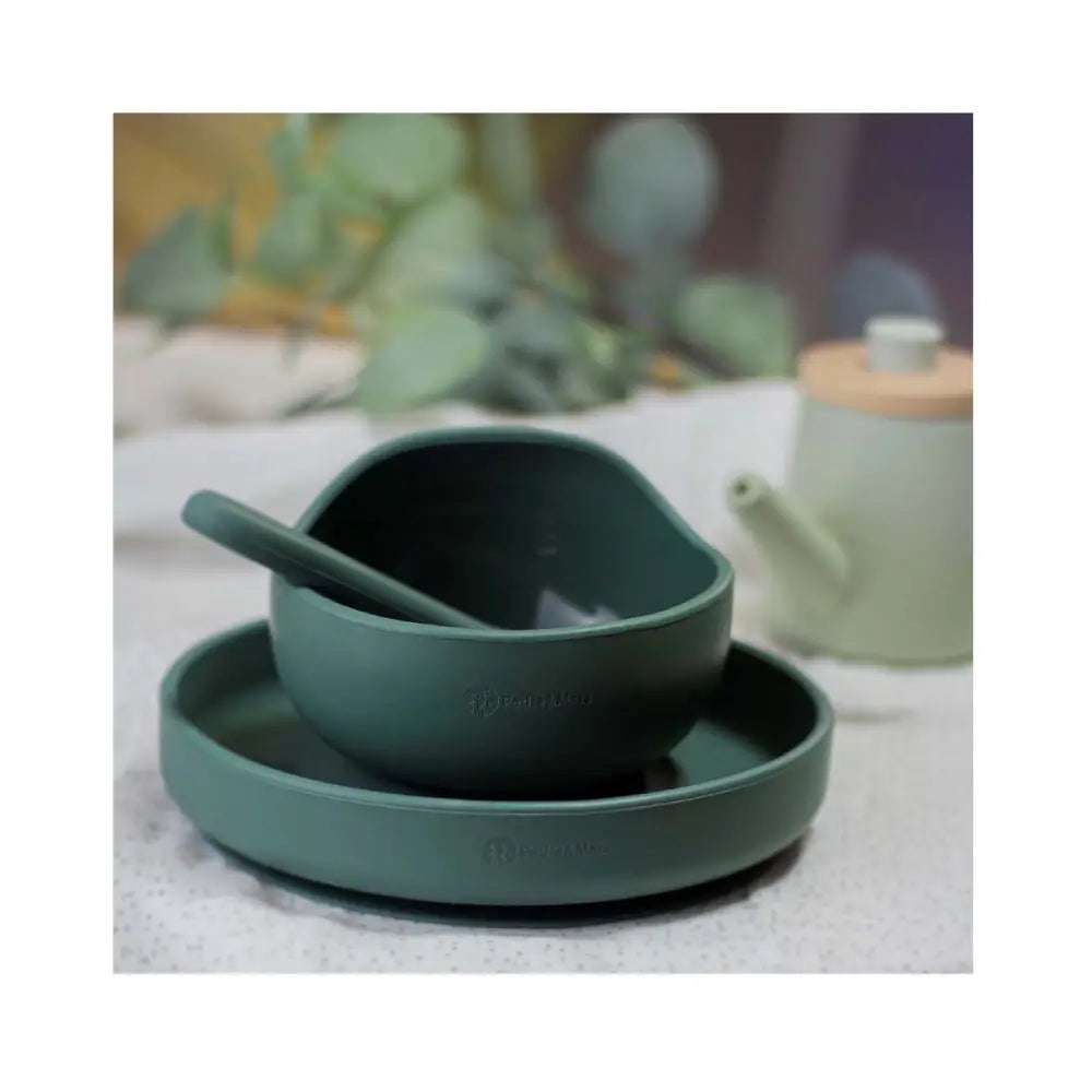 PETITE&MARS Silikonska zdjelica s vakuumom 360 ml Take&Match 6 m+, Misty Green