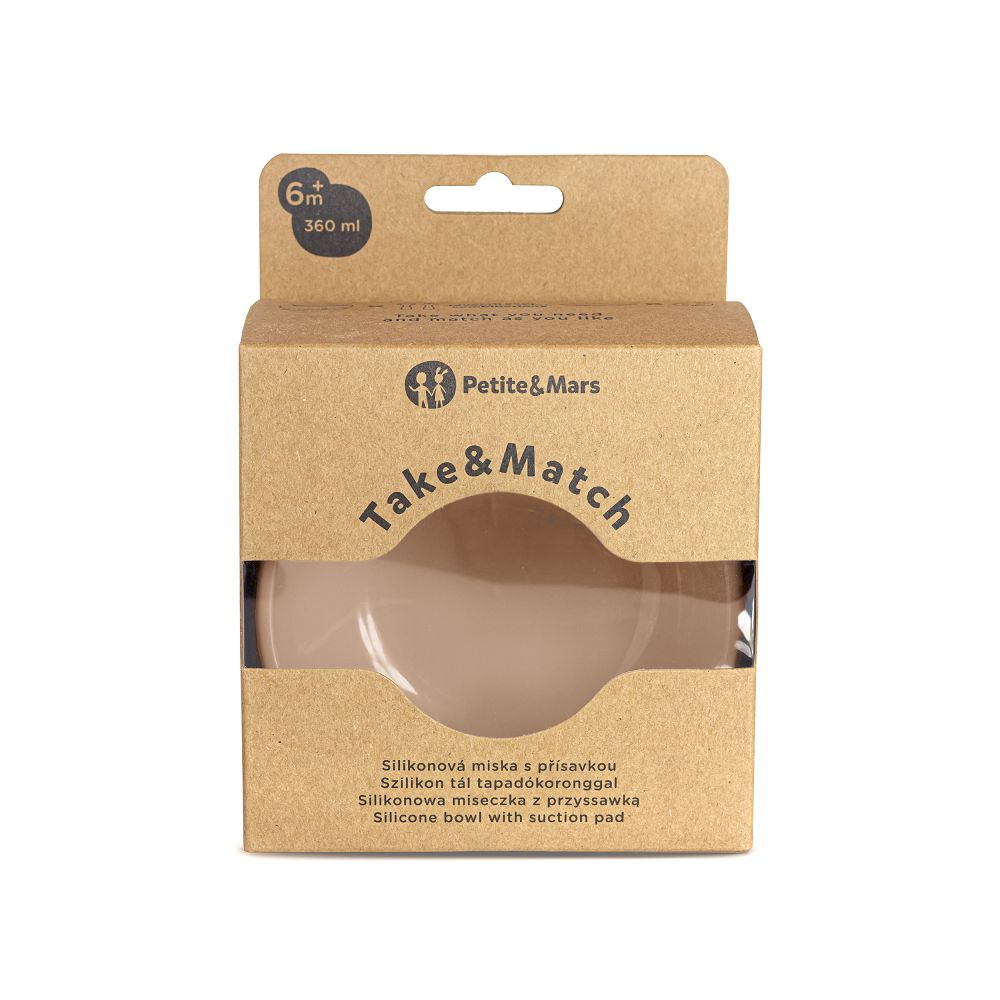 PETITE&MARS Silikonska zdjelica s vakuumom 360 ml Take&Match 6 m+, Velvet Latte