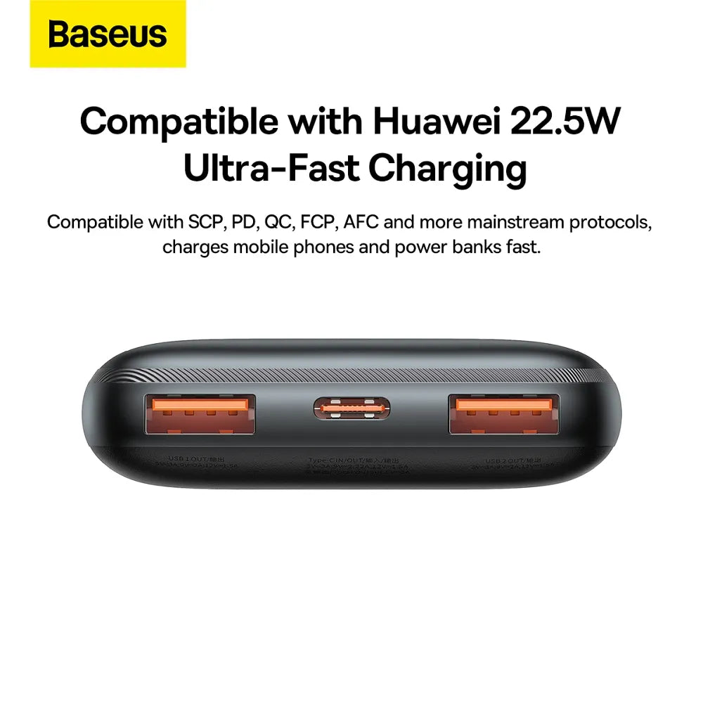 BASEUS powerbanka 10 000 mAh + USB A na typ C PD QC3.0 3A 20W PPBD040201 černá