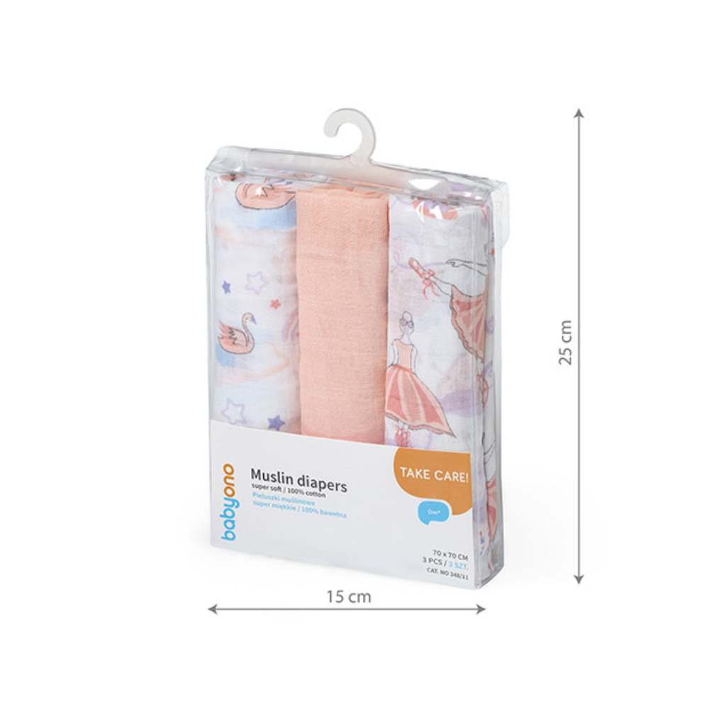 BabyOno Tetra pelene Muslin Balerina, boja breskve