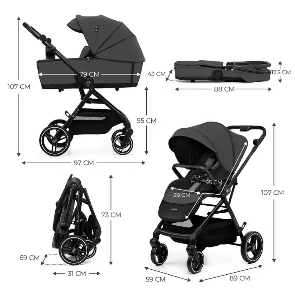 Kinderkraft dječja kolica Yoxi 2u1, Moonlight Grey