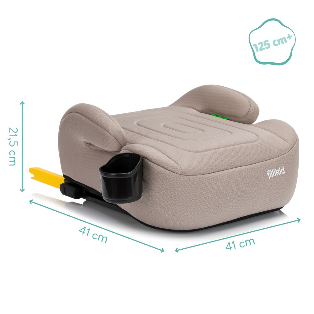 Fillikid Booster/sjedalo za auto Flip deluxe (125-150 cm) s podesivim Isofix priključkom i držačem za čašu, Nature