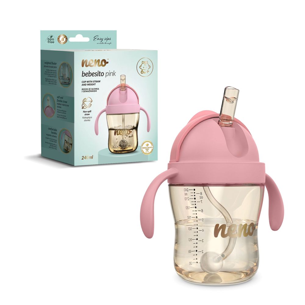 NENO BEBESITO bočica sa slamkom 240 ml, roza