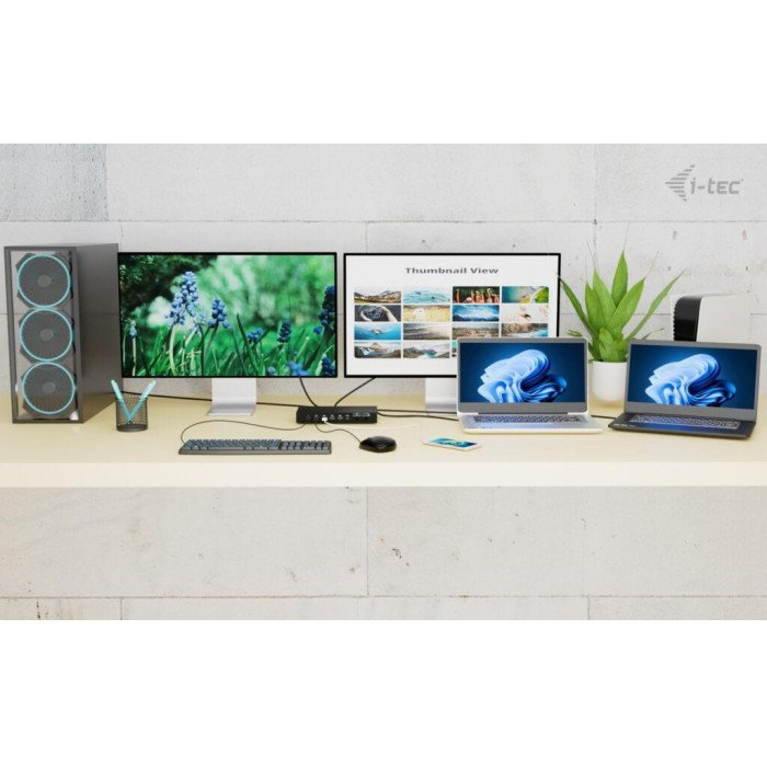 i-tec C31KVMDOCKPDPRO priključna stanica i replikator porta za prijenosno računalo Žičano USB 3.2 Gen 1 (3.1 Gen 1) Type-C Crno