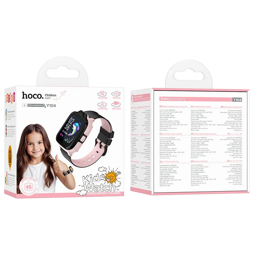 Chytré hodinky Hoco 4G GPS pro děti s funkcí volání Y104 růžové