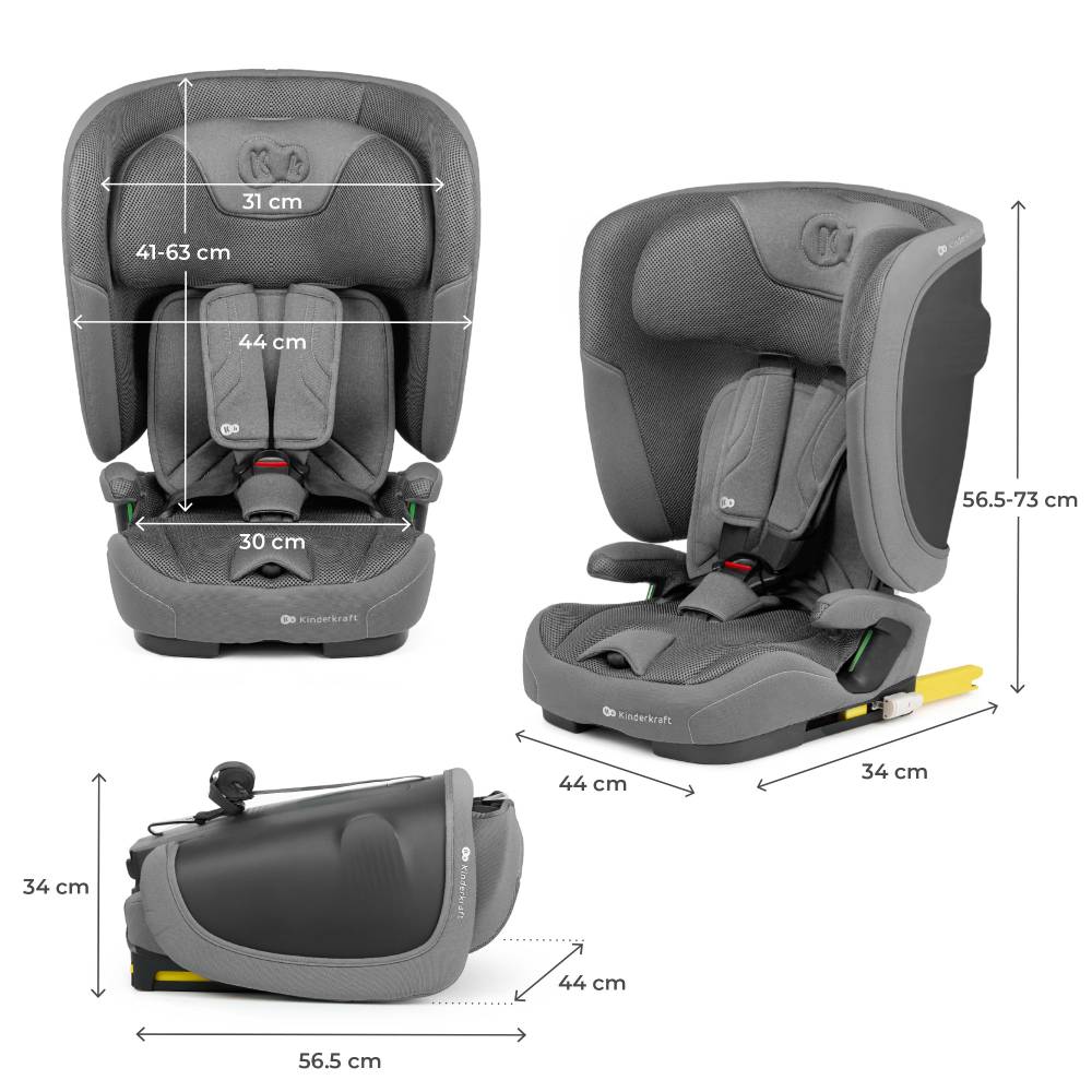 Kinderkraft autosjedalica FIX2GO i-Size 9-36 kg (76-150 cm), Grey