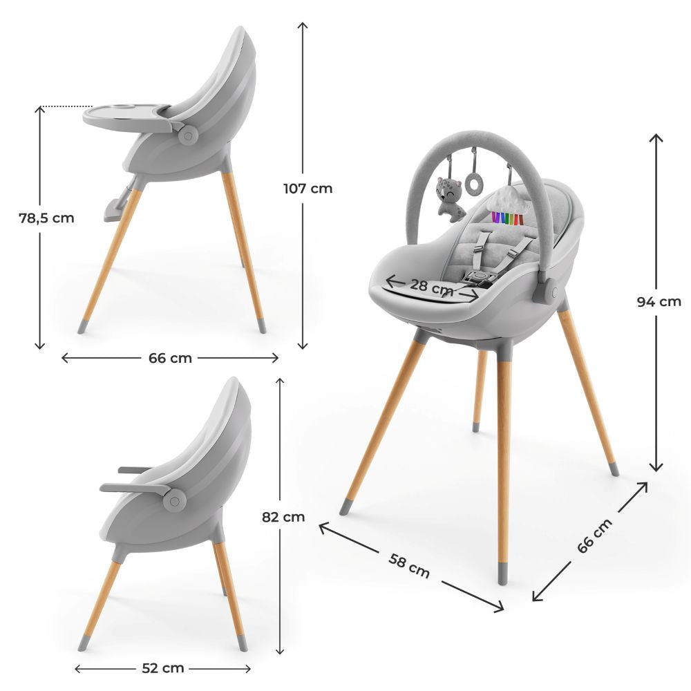 Kinderkraft Hranilica Fini UP 3u1, Grey