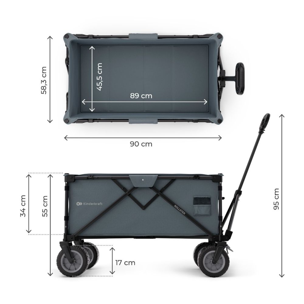 Kinderkraft Sklopiva kolica ROLLSTER 90x58 cm, Anthracite