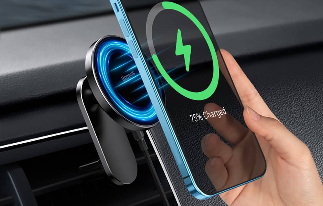 Baseus Big Energy držák do auta s bezdrátovou nabíječkou 15W pro iPhone 12 (černý)