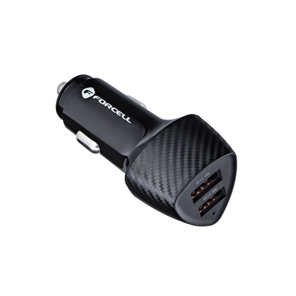 FORCELL CARBON autonabíječka USB QC 3.0 18W + USB QC 3.0 18W CC50-2A36W černá (Celkem 36W)