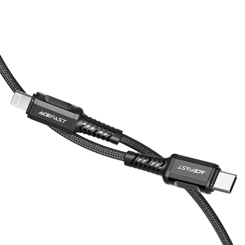 ACEFAST kabel Type-C pro iPhone Lightning 8pin MFi 3A PD30W hliníková slitina C1-01 1,2m černý