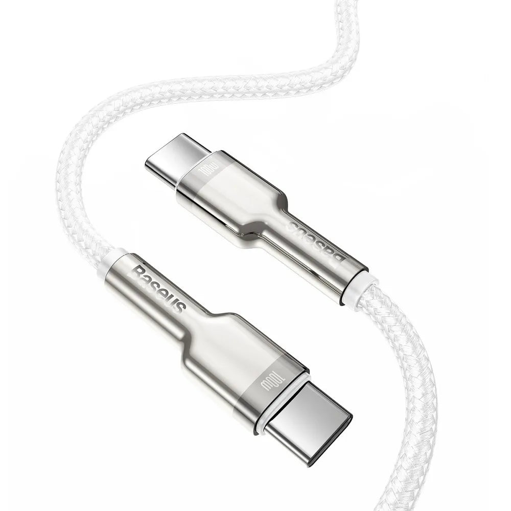 Kabel BASEUS Type-C na Type-C PD100W, kovový kabel CATJK-D02, 2m bílý