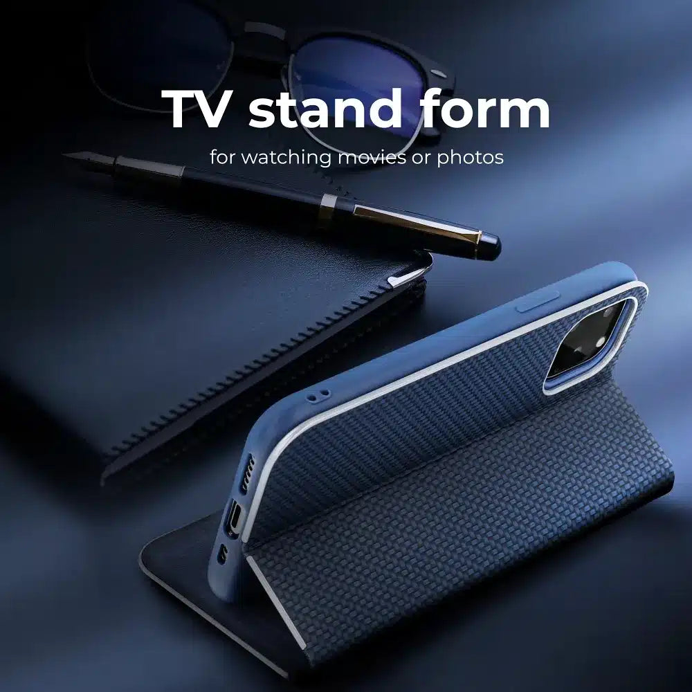 LUNA Book Carbon pouzdro pro XIAOMI Redmi NOTE 12 PRO Plus 5G modré