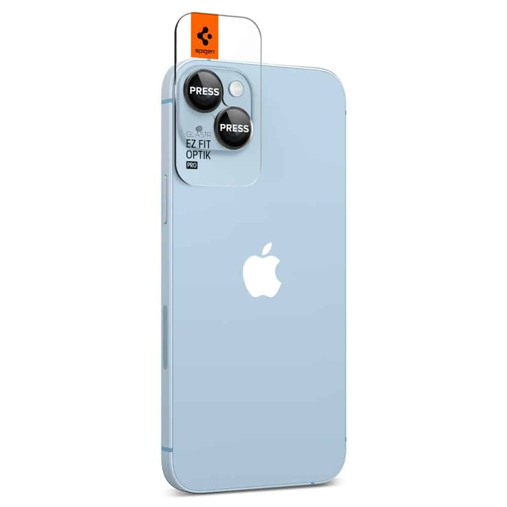 SPIGEN OPTIK.TR EZ FIT OCHRANNÉ TVRZENÉ SKLO NA KAMERU 2-KUSY PRO IPHONE 14 / 14 PLUS/ 15 / 15 PLUS ČERNÉ